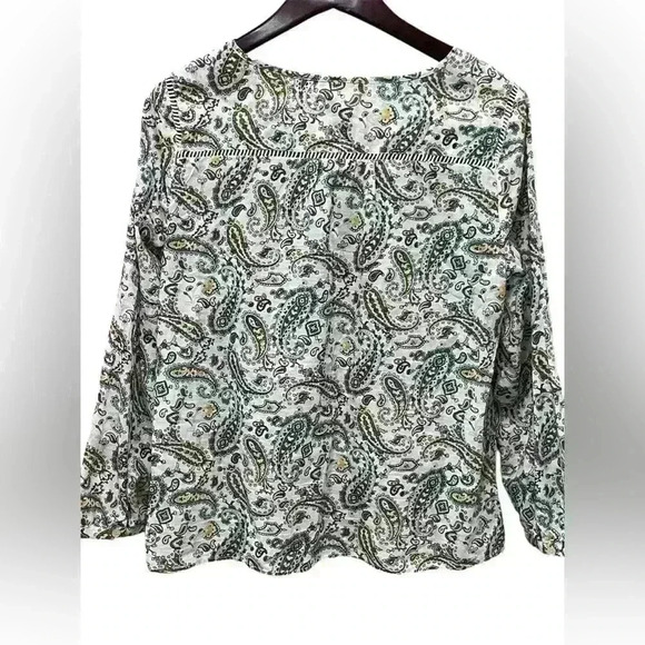 Talbots Boho Paisley Lightweight Cotton Top Size Large Petite Grandma Bohemian - Picture 5 of 10